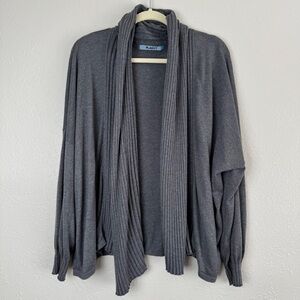 Planet‎ gray open cardigan ribbed neck long sleeve Cascade lagenlook OSFA